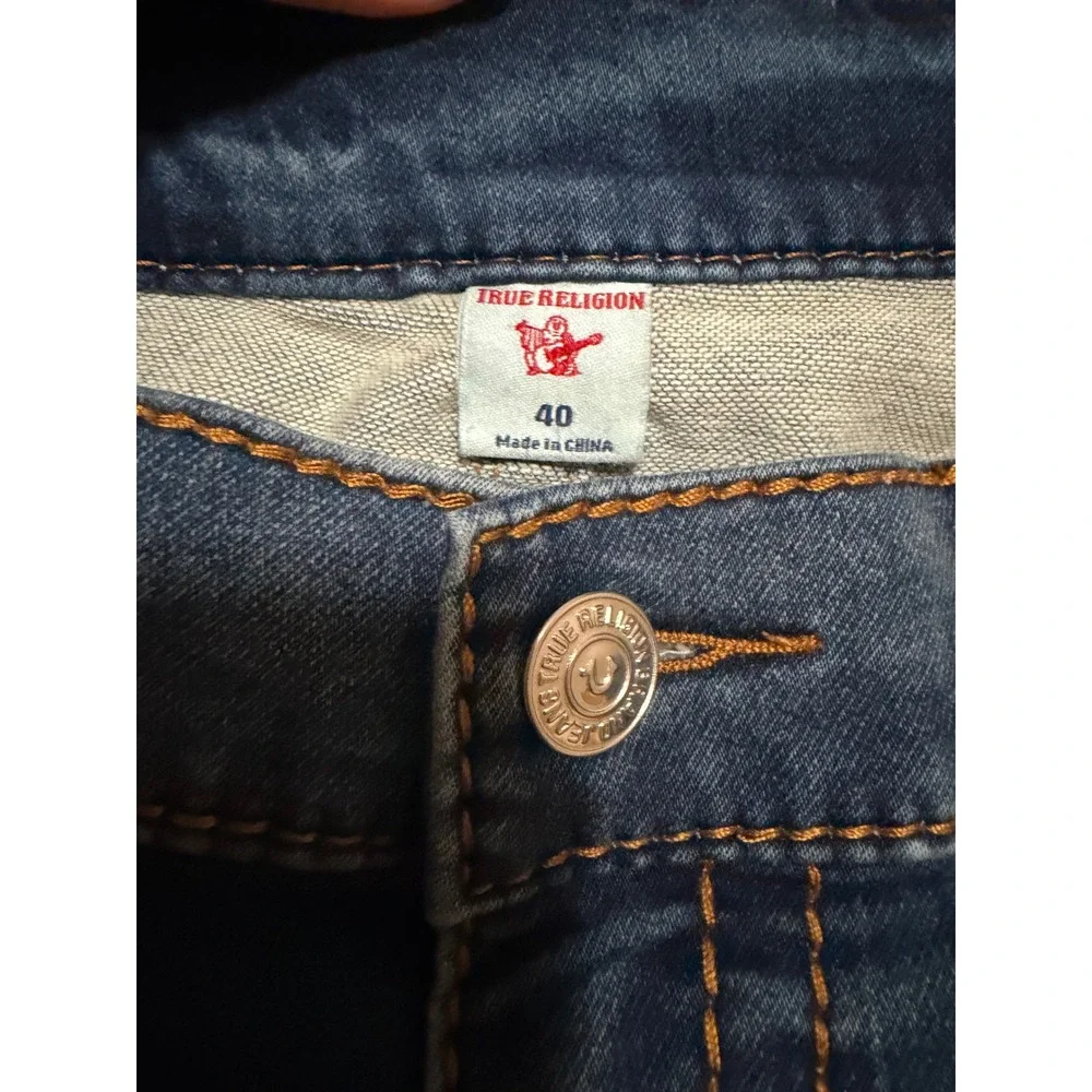 True Religion Jeans Mens 40x31 Blue Ricky Relaxed Straight Flap Pocket Y2K